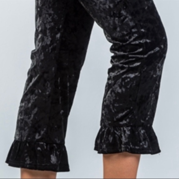 Black Velvet Crop Pants - Picture 5 of 7